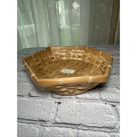 Other - Vintage Wicker Fruit Tray Basket Octagon Shape Shallow Bamboo Basket